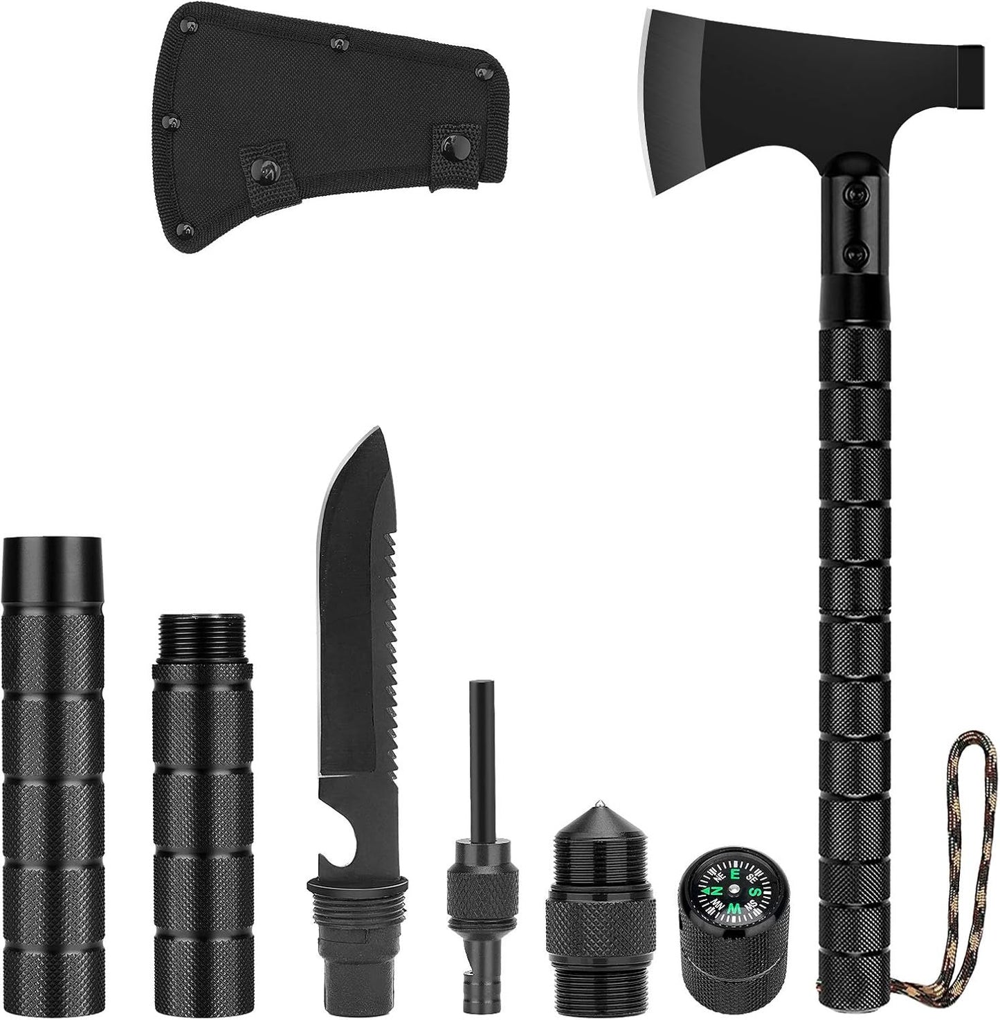 Hitdudu Camping Axe, Folding Portable Survival Hatchet Multi-Tool, Tactical Tomahawk with Hammer for Outdoor Hunting Hiking Camping