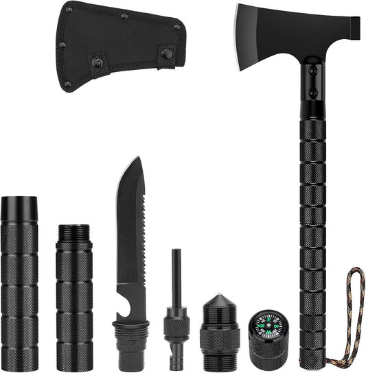 Hitdudu Camping Axe, Folding Portable Survival Hatchet Multi-Tool, Tactical Tomahawk with Hammer for Outdoor Hunting Hiking Camping