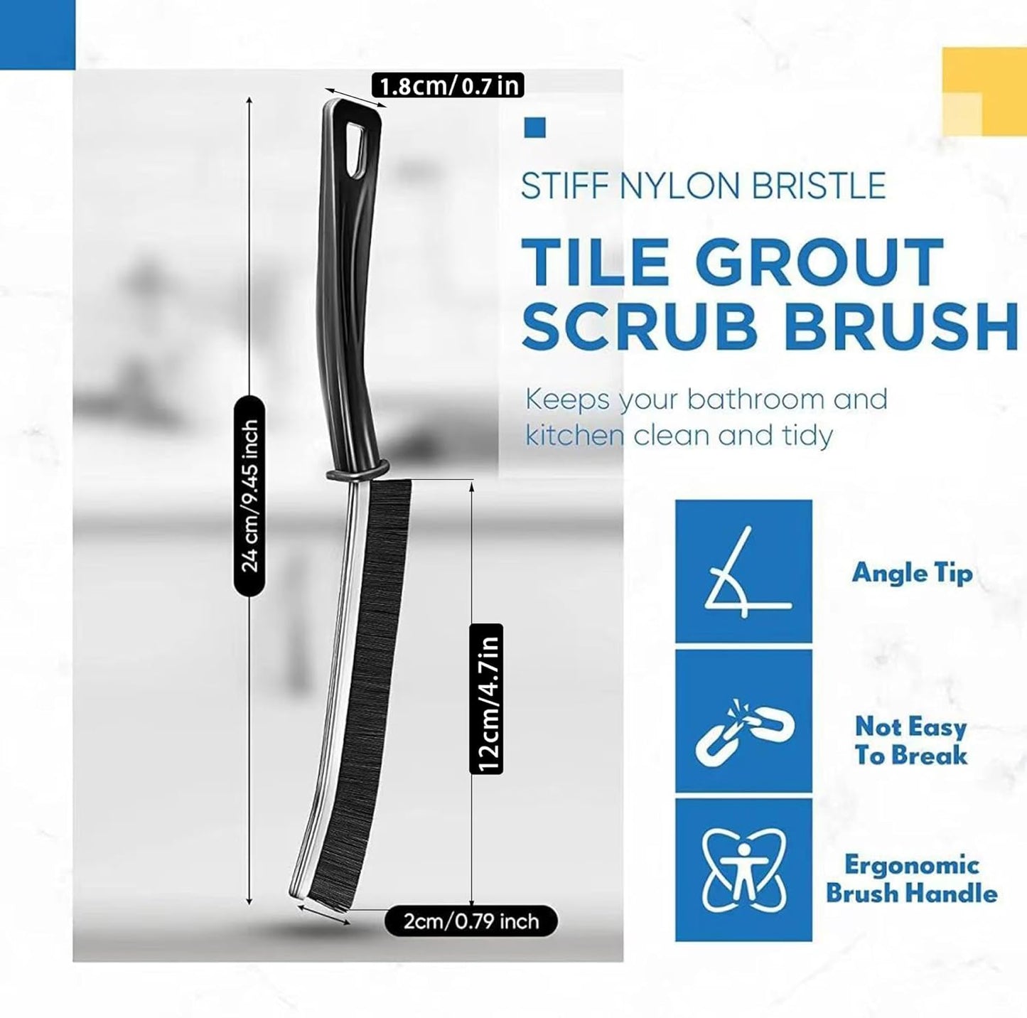 Hiyniaz 3Pcs Crevice Cleaning Brush Tool, Grout Brush Cleaning Supplies, Home Essentials, Bathroom Cleaning Brush Multifunctional Gap Scrub Hard Bristle Crevice Cleaning Brushes for Household Use