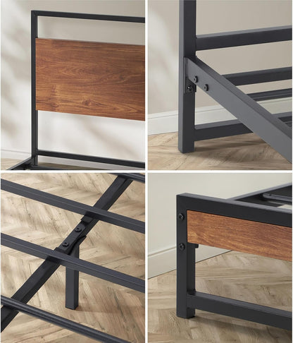 Oikiture Single Bed Frame with MDF Board and Metal Tube Bed Base Home Bedroom Furniture