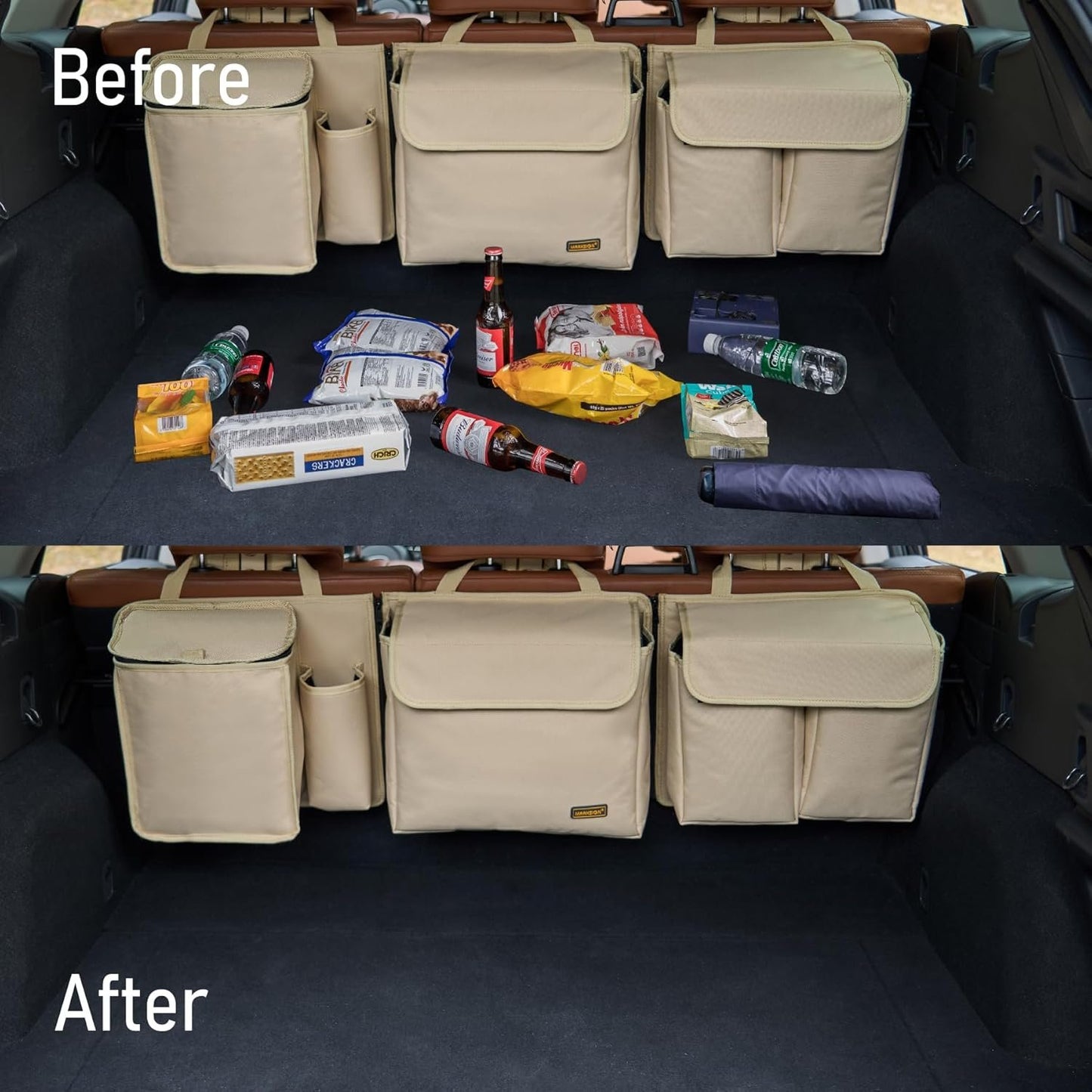MARKSIGN Deluxe Trunk and Backseat Organizer for Medium or large size SUVs & RVs, Detachable Storage Modules with Built-in Cooler, Patent Pending