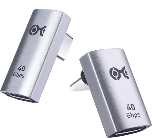 Cable Matters Combo-Pack 40Gbps Vertical Right Angle USB-C Adapter Kit with 240W PD (90 Degree USB C Adapter) in Black - Thunderbolt 4, USB4, Thunderbolt 3 Port Compatible with iPhone 16, iPhone 15