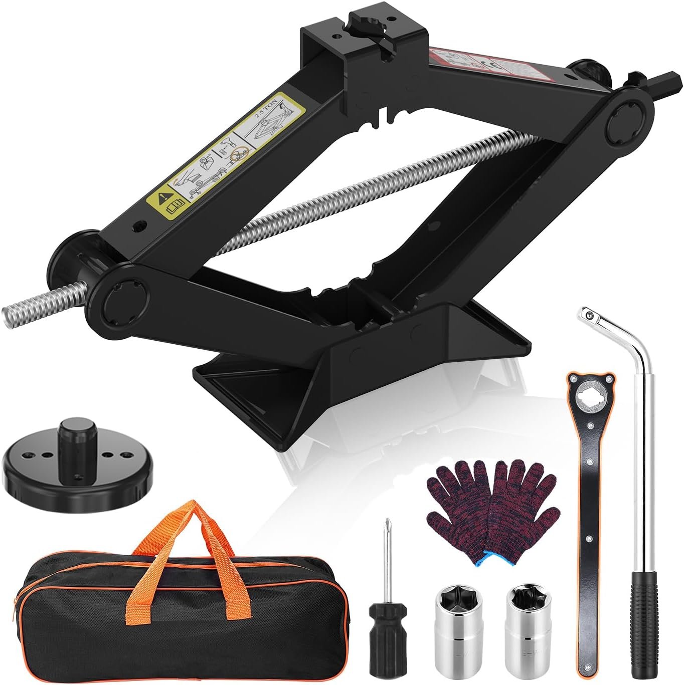 Upgrade 3 in 1 Car Jack Kit for Tesla Model Y/3/S/X, Coupe,Sedan,SUV,MPV&Truck,Scissor Jack 2.5 Ton/5512lbs Universal Car Emergency Kit with Lug Wrench Spare Tire Repair Tools