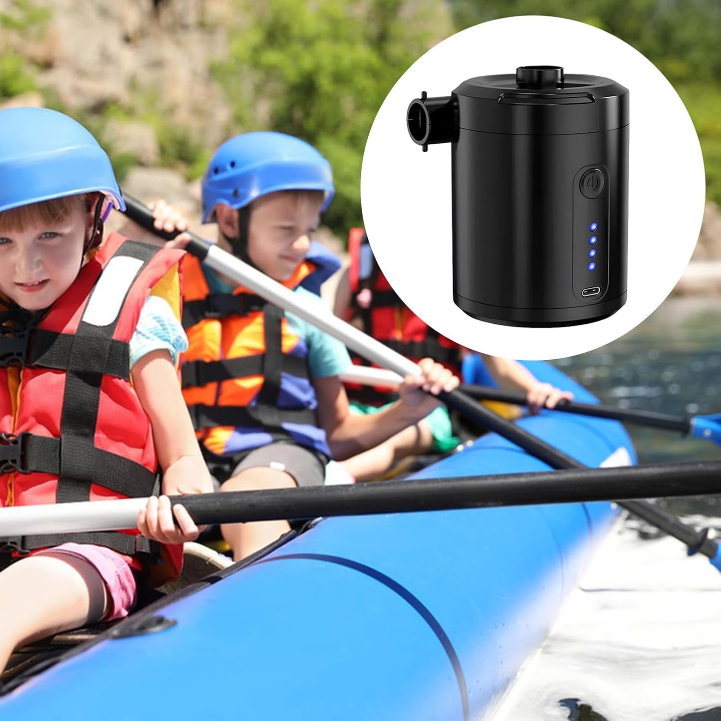 Small Air Pump, ricaricabile portatile elettrico, 4,37 x 3,15 in Low Noise Fast Inflation, Wireless Lightweight Design, Travel Pool Floats for Outdoor Gear, Float Pumps, Men