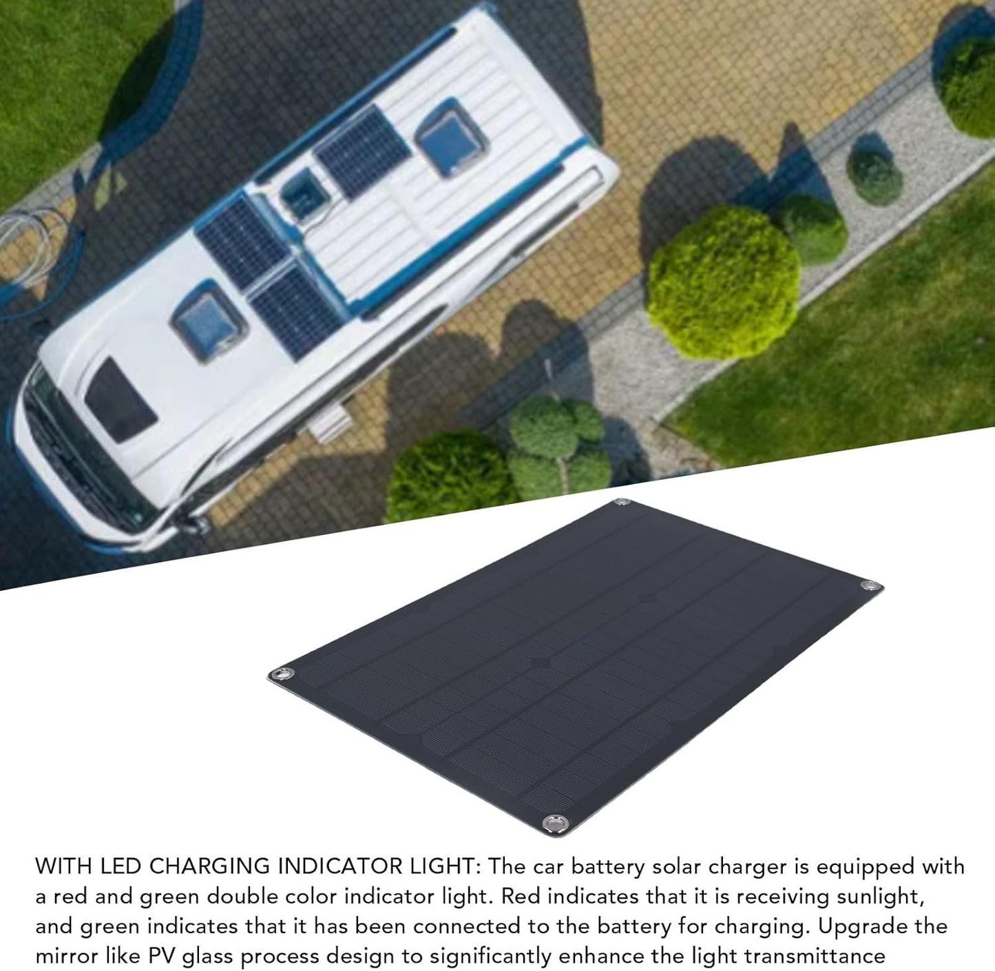 Car Battery Solar Charger, 20W 12V Portable Solar Power Car Battery Charger Solar Battery Charger Maintainer Panel Charging Kit with Controller for Automotive Boat