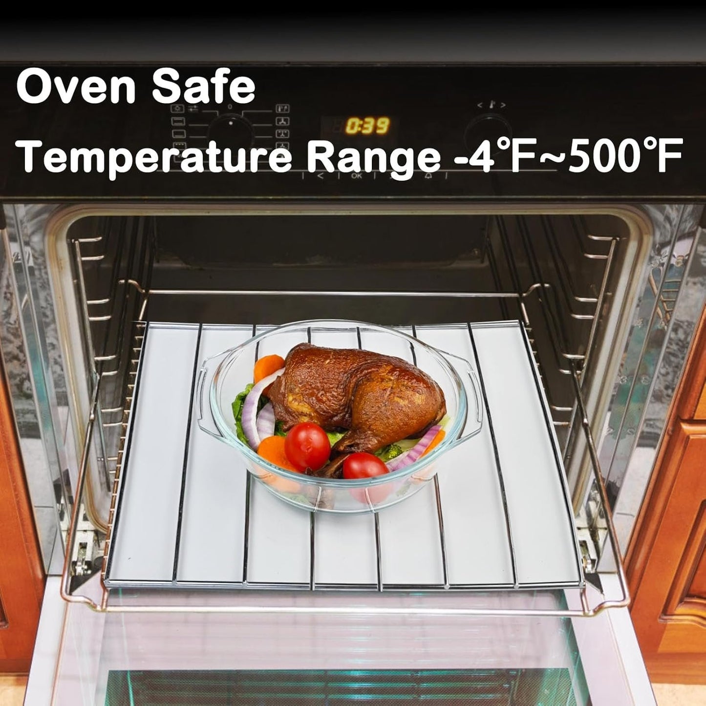 Glass Casserole Dish With Glass Lid, Covered Glass Microwavable Bowl Oven Safe, Easy Grab Glass Baking Dish for Oven (0.75 QT)