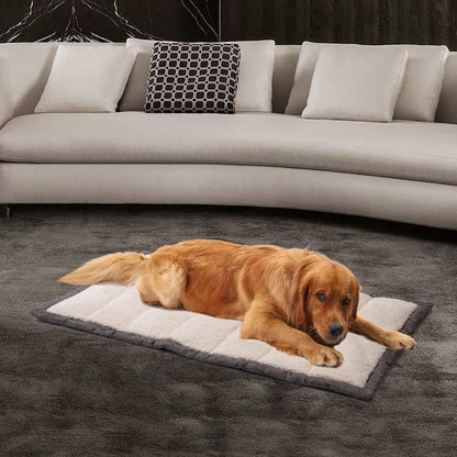 VMGreen Outdoor Dog Bed, Portable Dog Travel Mat, Rollup Pet Camping Gear, Crate Pad with Carry Handles for Large Dog, Super Soft, Machine Washable, 42 * 28” Grey