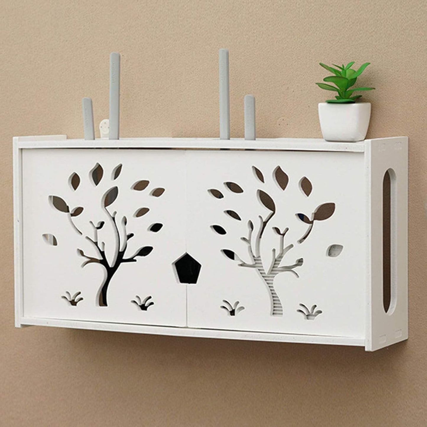 Floating tv Stand-Modem Storage Cabinet-Router Storage Box Shelf for Storage Bracket Streaming Devices, Media Boxes, Speakers,Cable Boxes,TV Accessoriesand Home Decor,B