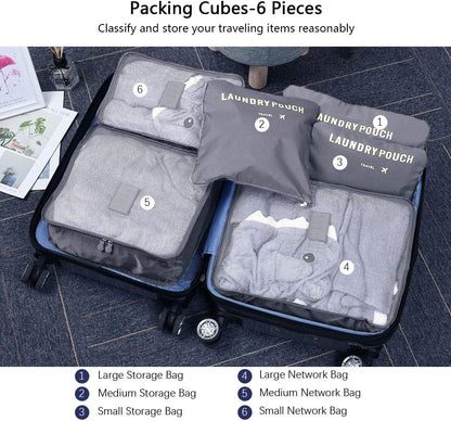 Vicloon Suitcase Organizer Set, 8 in 1 Suitcase Organizer, Travel Useful Accessories, Travel Bag for Clothes, Shoes, Cosmetics Classified Storage, Packing Cubes Organizer Travel Space-Saving