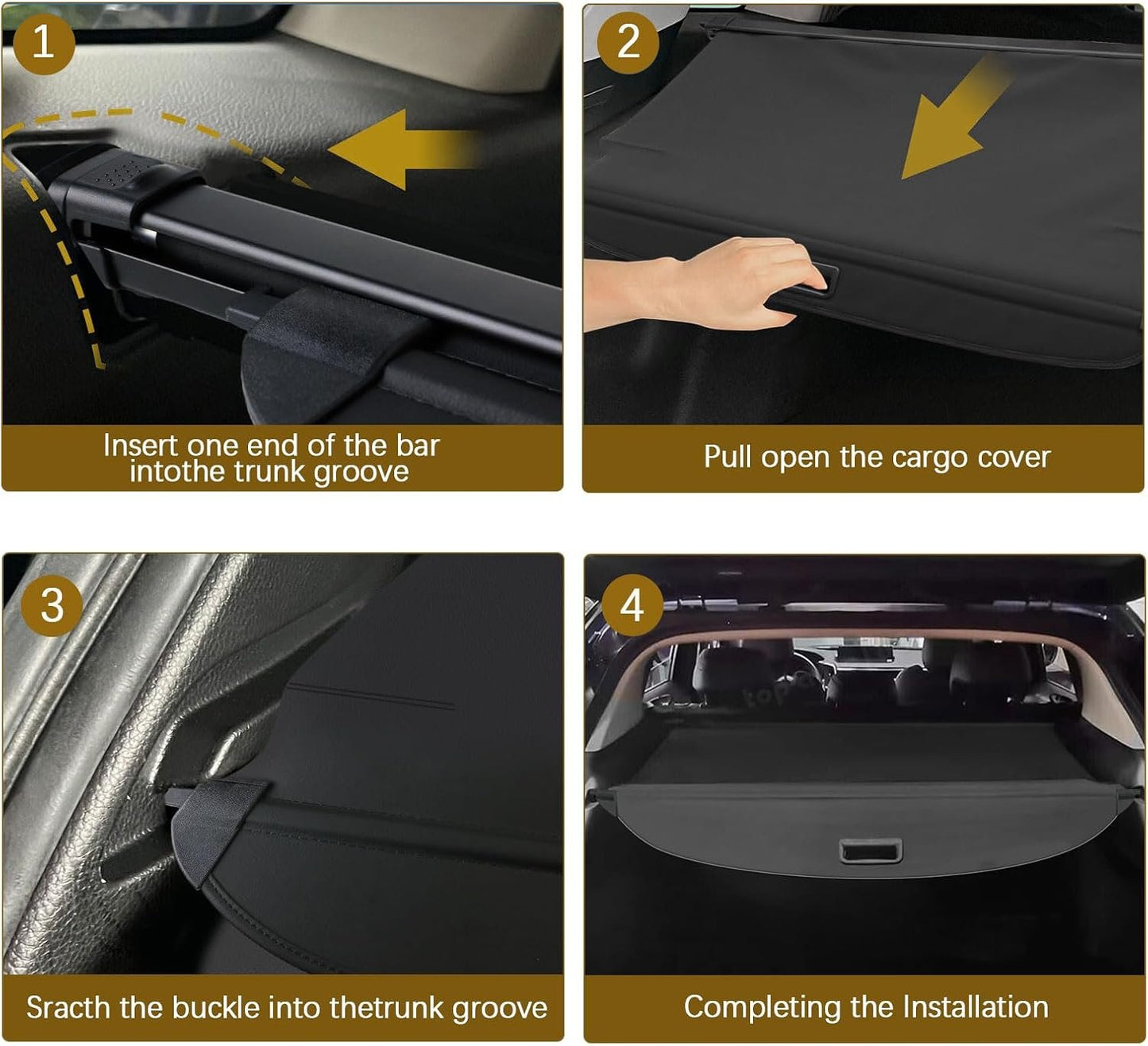 Cargo Cover for Hyundai Santa Fe - Tesmirror Retractable Cargo Cover for 2024 Hyundai Santa Fe Accessories Rear Trunk Security Shade Luggage Security Shield Shade, Only fit 2024