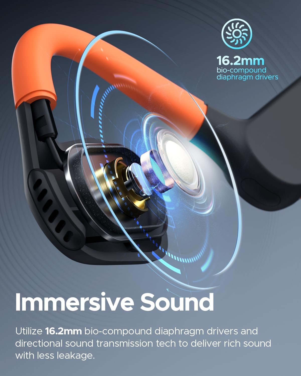 truefree F2 Open-Ear Headphones, Air Conduction Bluetooth 5.3 Wireless Headset for Sports, Four Microphones Clear Calls, 15 Hours of Playtime, 16.2mm Enhanced Bass, Multipoint Connection, Black
