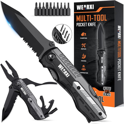 WEARXI Gifts for Men, Pocket Knife Multitool, Fathers Day Gift from Daughter Son Wife, Birthday Gift for Dad/Men/Him, Dad Gifts for Him, Cool Gadgets, Fathers Day Ideas, Camping Accessories