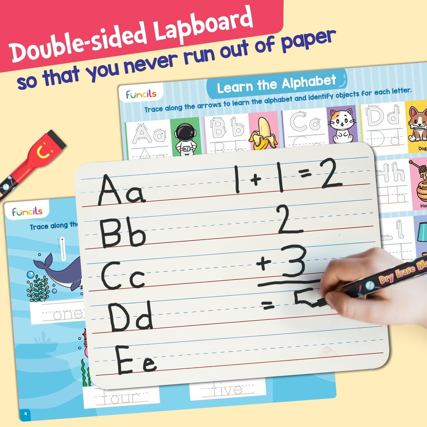 Funcils Learn to Write for Kids - Educational Toys & Games, Preschool & Kindergarten Learning Activities, Writing Practice Book, Birthday Gifts for Girls and Boys for Ages 3, 4, 5, 6 Year Old
