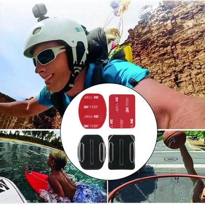 8 Sets with 4 Adhesive Mounts & 4 Adhesive Pads Helmet Mount, Go Pro Fixed Base for Go Pro 3 3+ 4 5 6 7 8 9 10 11 12 Action Cameras Connect with Car Kayak Surfboards - Flat