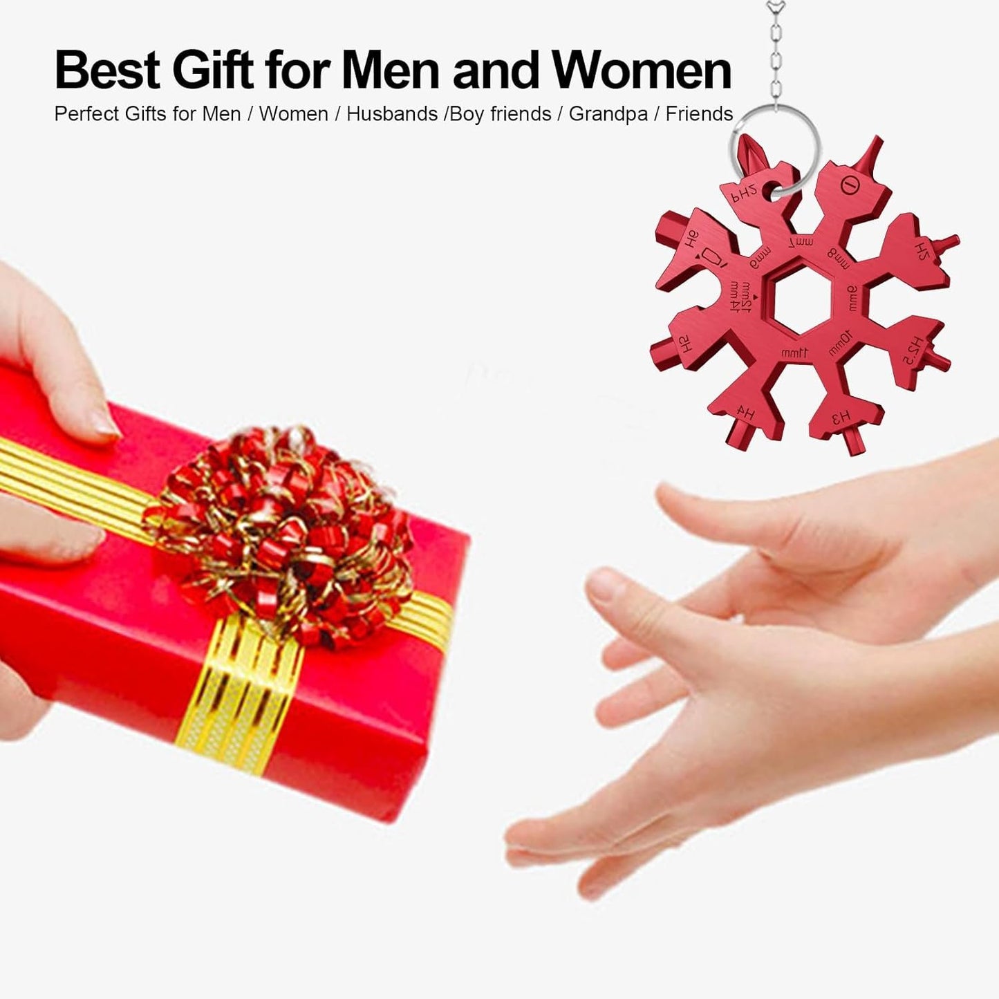 18 in 1 Snowflake Multi Tool, Phillips Flat Screwdriver Kit/Wrench/Bottle Opener, EDC Camping Gear, Gifts for Men (Red)