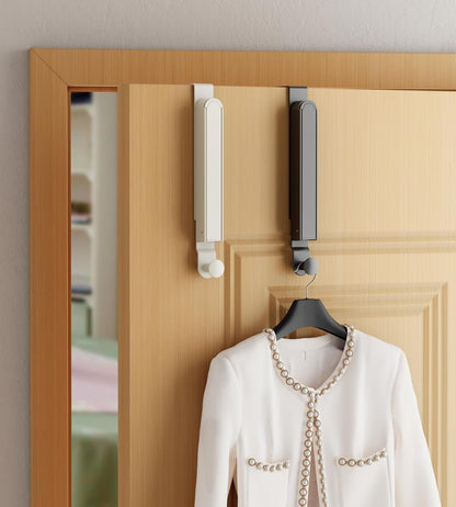 CHAUNCEY HOME Foldable Over The Door Drying Racks for Laundry, Collapsible Over Door Hooks Coat Wreath Garland Rack Clothes Hanger - Bathroom Accessories and Towel Rack Ivory White