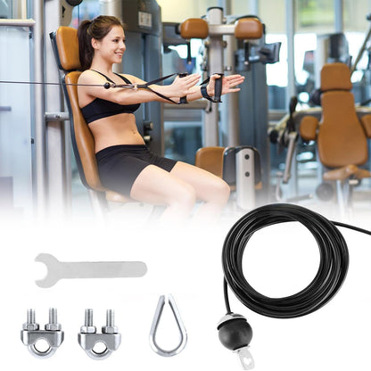 Fitness Pulley Cable 196 in, Adjustable Home Gym Cable Replacement, Heavy Duty Pulley Fitness Cable System, Steel Wire Rope for Cable Machine Accessories, Gym Equipment Fitness Exercise Attachment