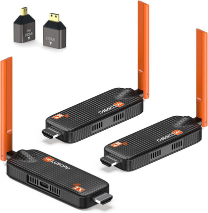 Wireless HDMI Transmitter and 2 Receivers, Support Up to 6 Receivers, 5.8G WELUSOPU HDMI Wireless Extender Streaming Content for PC Laptop Camera Cable Box to Multiple TVs Monitors Projectors -165FT