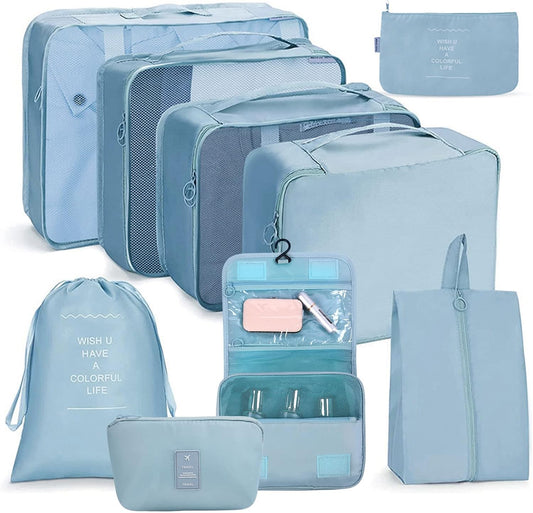 OSDUE Suitcase Organizer, 9 Pieces Travel Cube System, Separators Travel Pouches, Travel Organizers, Clothing Underwear Footwear Organizers Sacks Storage Suitcase Set