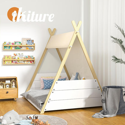 Oikiture Kids Bed Frame Single Size Bed Wooden Timber Mattress Platfrom