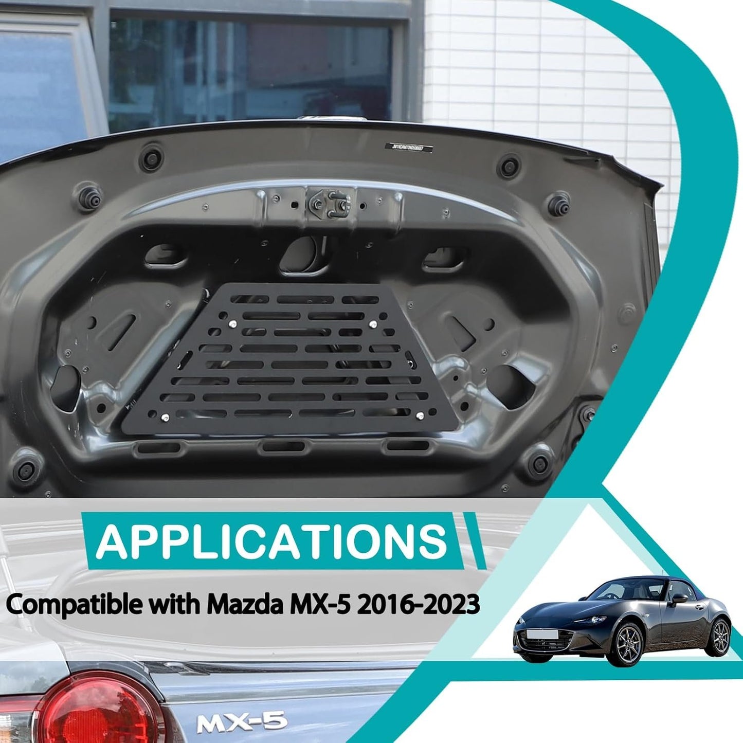Hudiriy Trunk Molle Panels Compatible with Mazda MX-5 NC RF Miata 2016-2023 Car Trunk Lid Storage Mounted,1pc Tailgate Tool Aluminum Alloy Organizer (Style A)