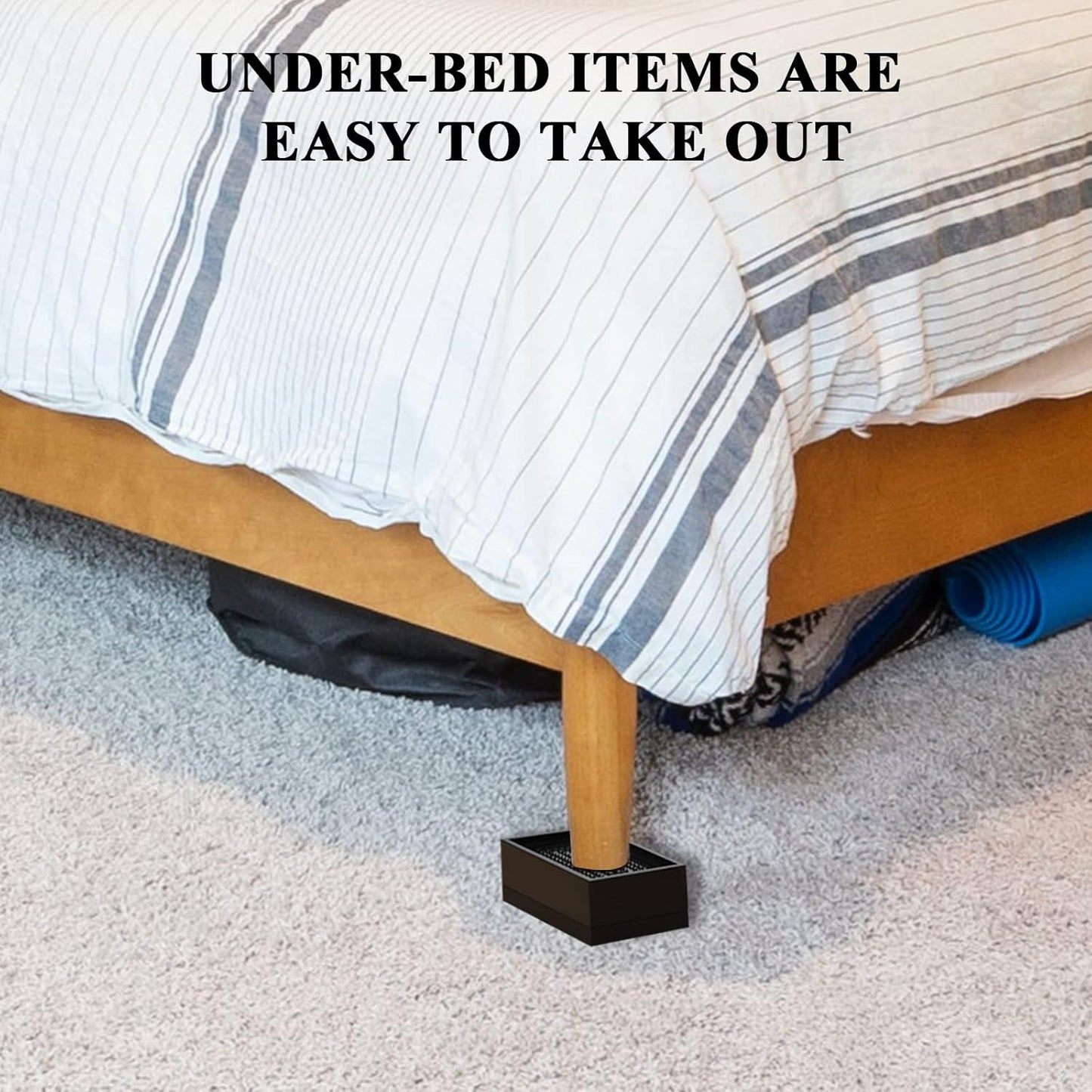 Pack of 2 Bed Risers, Furniture Risers, Rectangular Heavy Duty Bed Lifts Raisers, Couch Risers, Table Risers for Desk, Chair, Sofa, Fridge (4.7cm/1.9in Height)