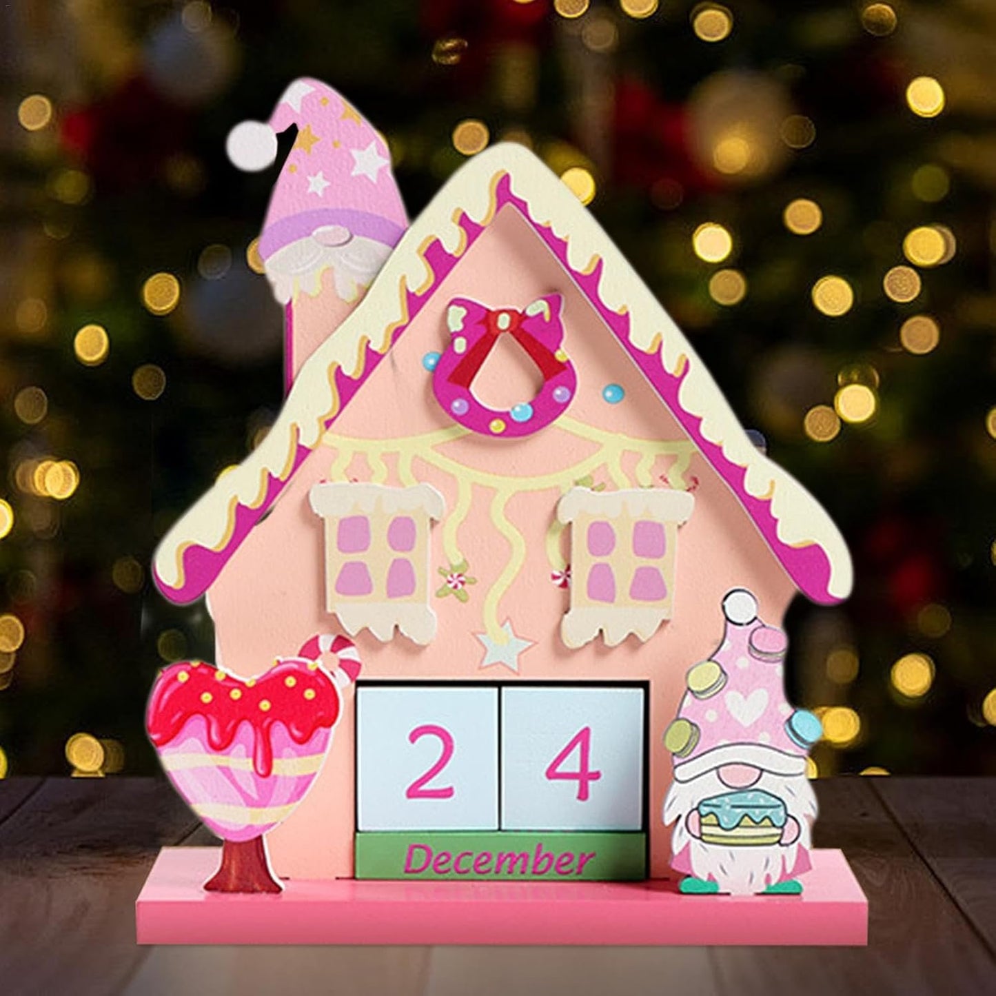 Calendario 'Avvento natalizio, decorazione per il conto alla rovescia dei giorni fino a Natale, decorazione natalizia con gnomo, centrotavola per la casa, per il tavolo, il caminetto