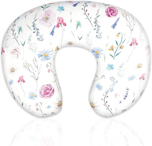 Nursing Pillow Cover Breastfeeding Pillow Slipcover for Moms Soft Breathable Organic Knit Fabric Newborn Infant Feeding Pillow Covers for Baby Girl Boy, Floral