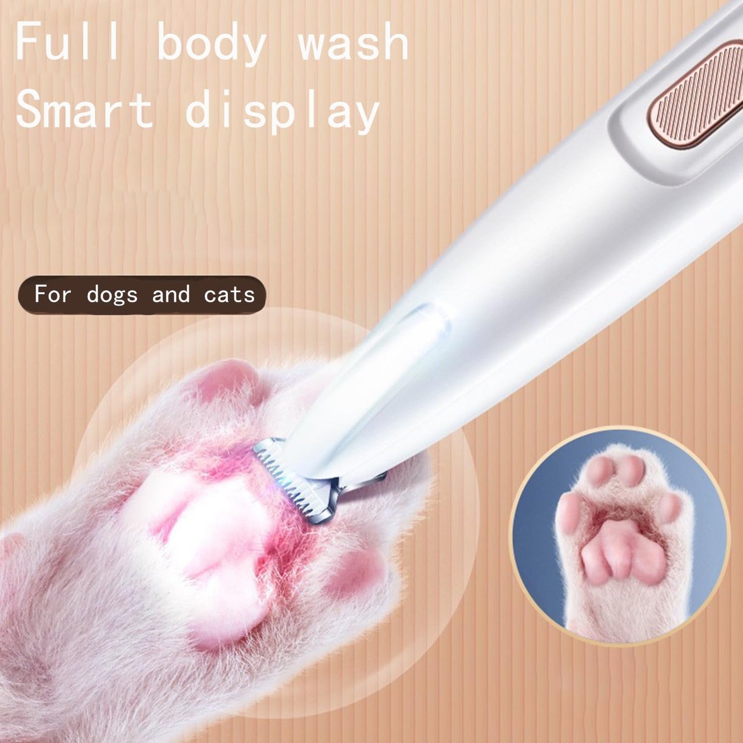 Lqucwepp Electric Pet Paws Trimmer with Light,Washable Dog/Cat Hair Clipper Low Noise Waterproof Trimmer Grooming Shaver Pet Razor for Pets, Eyes, Face, Ears, Paw