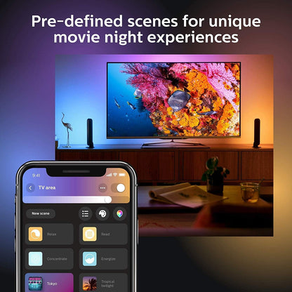 Philips Hue Play - White and Colour Ambiance Smart LED Bar Light- Black 1 Pack (Base Kit) HUEPLAY1KIT