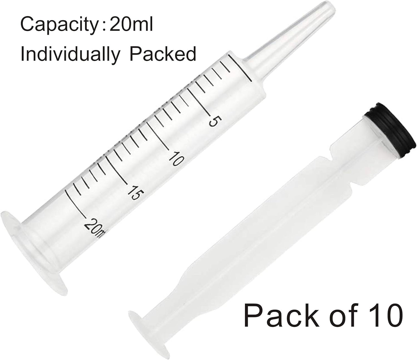 20ml Syringe with Caps (10 pcs), Suitable for Feeding Newborn Small Animals, Also Suitable for Liquid Extraction, Adding Ink, Watering Flowers, etc.