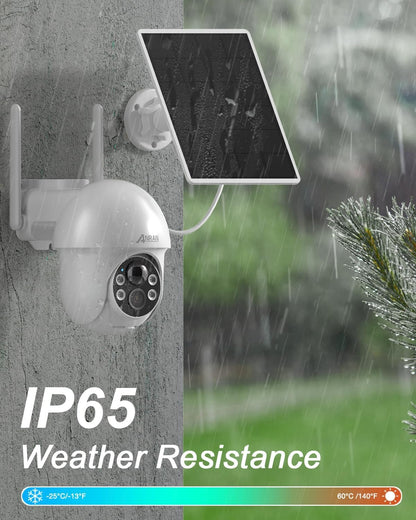 ANRAN 2K Security Camera Wireless Outdoor, Solar Outdoor Camera with 360° View, Smart Siren, Spotlights, Color Night Vision, PIR Human Detection, Pan Tilt Control, 2-Way Talk, Q01W 2 Packs