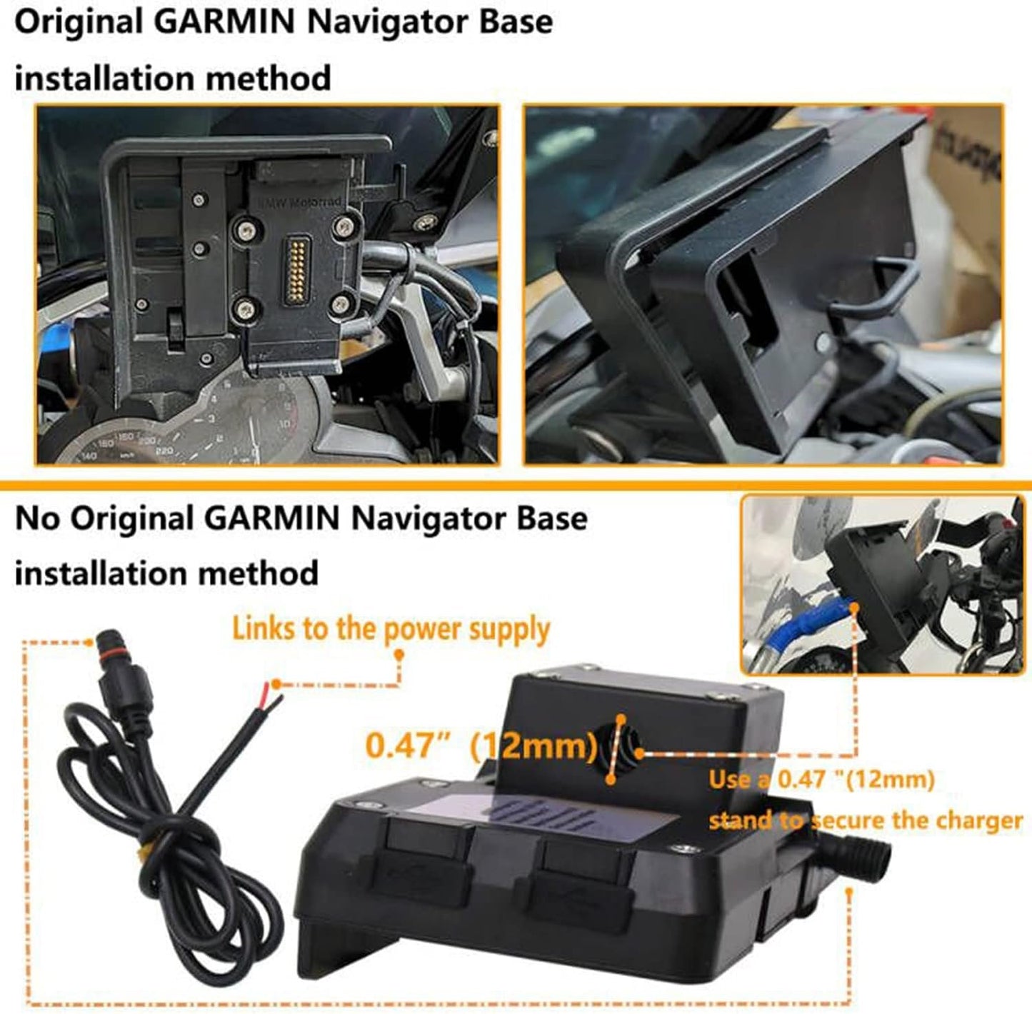 Shkalacar Phone Holder, Motorcycle Mount Navigation Bracket with USB for R1200GS LC&Adventure S1000XR R1200RS
