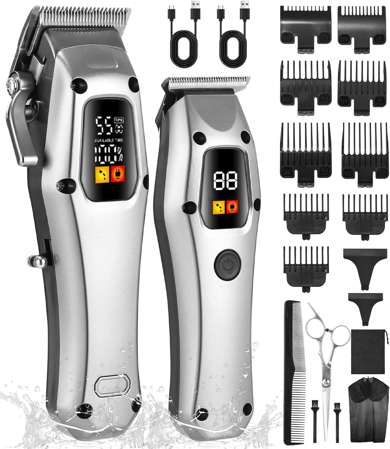 SOBEAU Professional Men's Hair Clipper Hair Trimmer Electric Hair Clipper Barber Kit, Waterproof Barber Razor