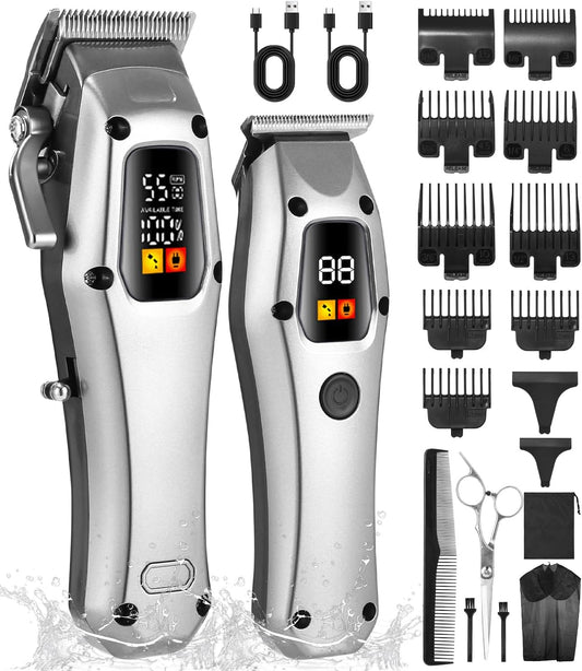 SOBEAU Professional Men's Hair Clipper Hair Trimmer Electric Hair Clipper Barber Kit, Waterproof Barber Razor