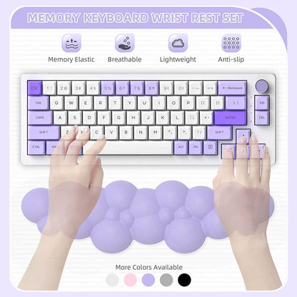 Cloud-Soft Ergonomic Wrist Rest for 100 Keys 87 Keys 68keys Keyboard PU Material Anti-Slip Rubber Base Memory Foam Cloud-Shaped Palm Rest for Computer Laptop,Pain Relief (Purple)