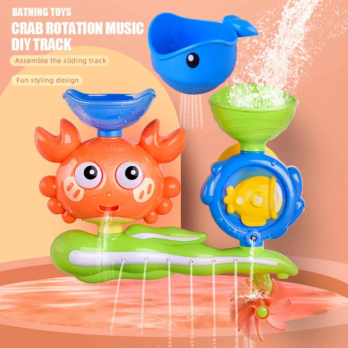 Suction Bath Toys, Shower Water Play Set, Fun Interactive Design, Strong Suction Attachment, Bathroom Entertainment, Ideal for Kids, Bathtub, Beach, Swimming, Travel, Daily Use