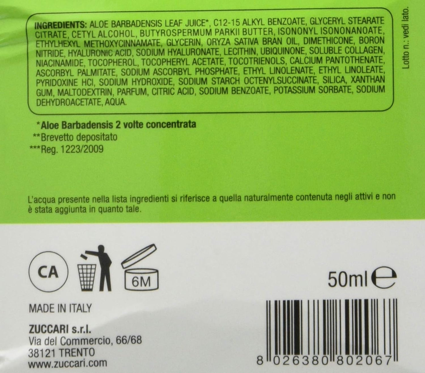 ZUCCARI Linea X2 - Anti Age Face Cream, Hyaluronic Acid and Q10, Aloe Vera, 50 Milliliters
