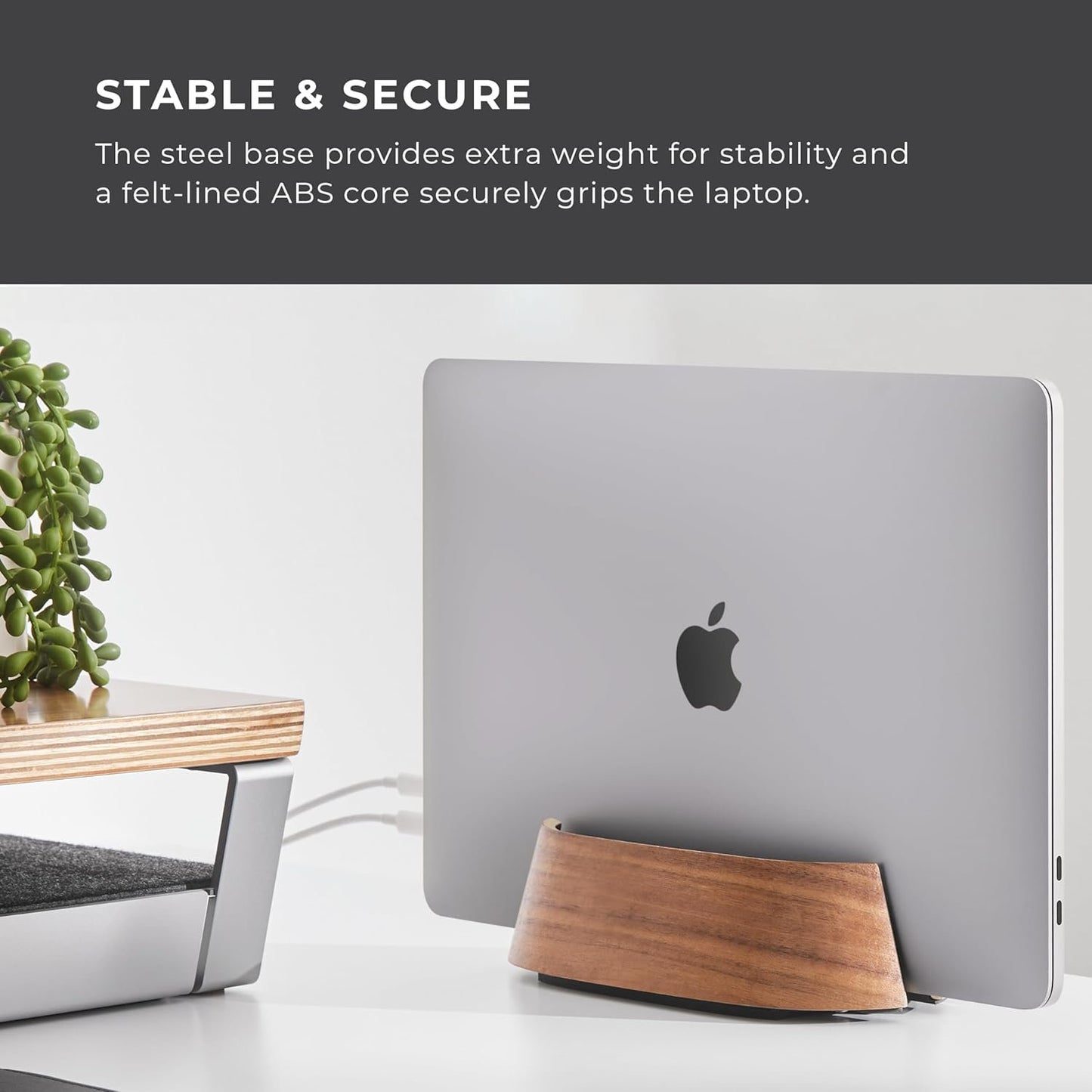 HumanCentric Vertical Laptop Stand in Maple Wood, Upright Adjustable Holder and Dock, Laptop Vertical Stand Fits MacBook Pro and Other Laptops .5" to 1.5, Clamshell Compatible