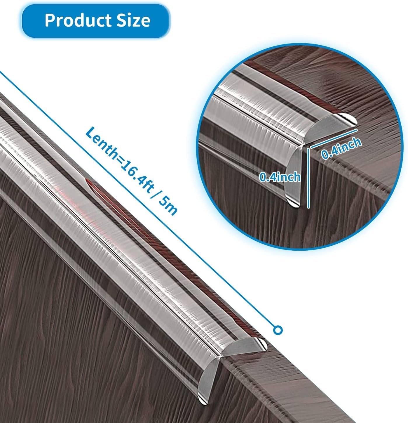 Baby Proofing, Clear Edge Protector Strip, Silicone Soft Corner Protectors for Kids Safety with Pre-Taped Strong Adhesive, Edge Protectors for Cabinets, Tables, Drawers-16.4FT(0.4"X0.4")
