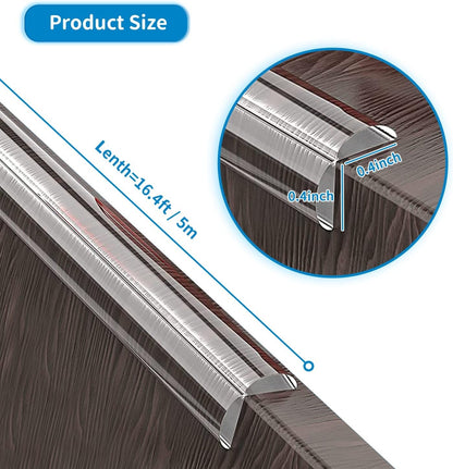Baby Proofing, Clear Edge Protector Strip, Silicone Soft Corner Protectors for Kids Safety with Pre-Taped Strong Adhesive, Edge Protectors for Cabinets, Tables, Drawers-16.4FT(0.4"X0.4")