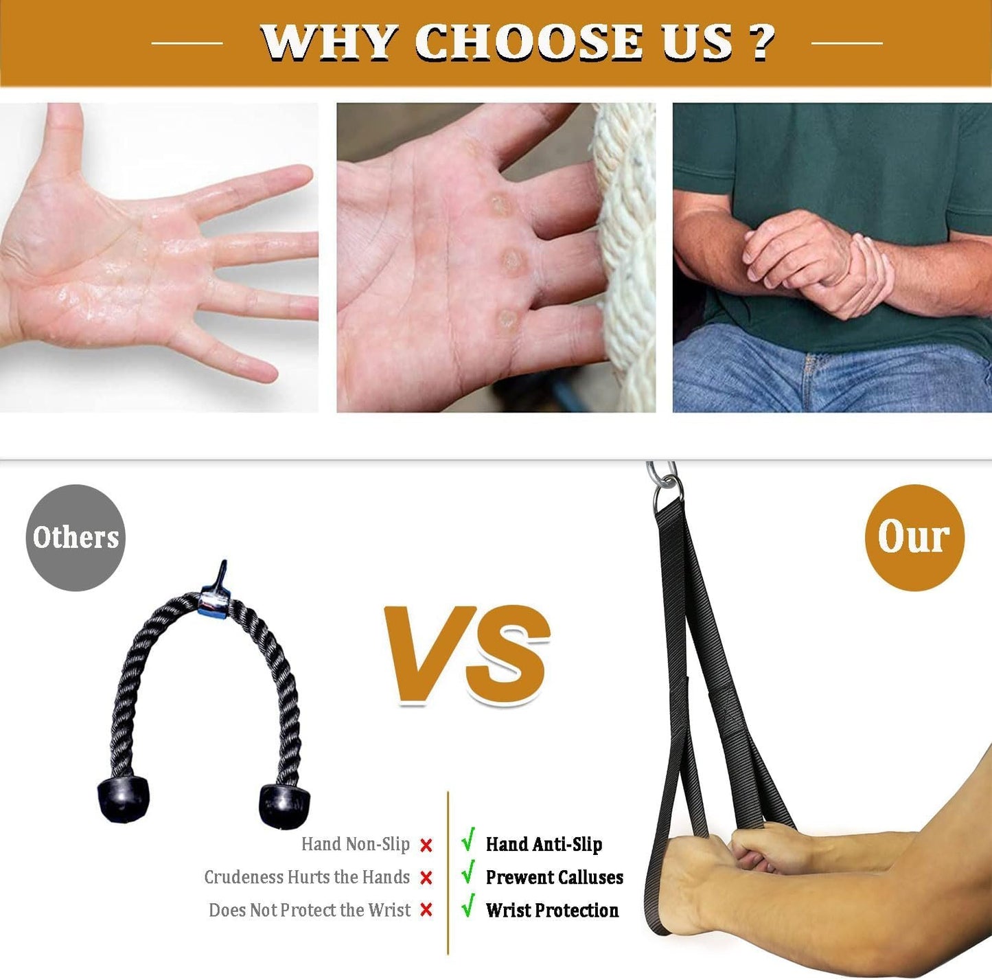 Favuit Tricep Rope Cable Attachment, Ergonomic Triceps Pull Down Rope Easy to Grip & Non Slip Triceps Extension Straps Pulley System LAT Pulldown Cable Machine Equipment for Fitness Workout Home Gym