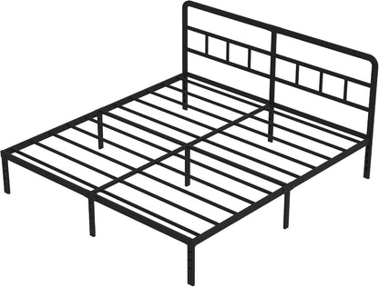 DiaOutro Metal Platform California King Bed Frames with Headboard, 14 Inch No Box Spring Needed Heavy Duty Steel Slat Mattress Foundation/Easy Assembly/No Noise/Black
