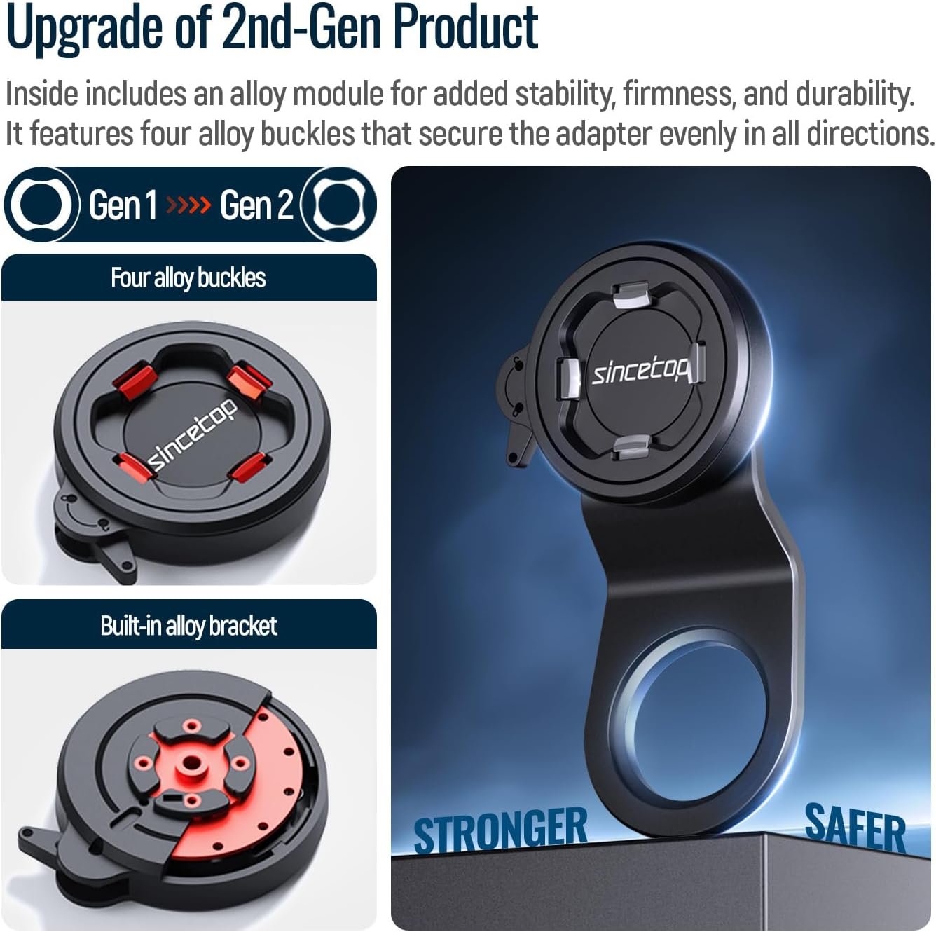 sincetop Bicycle Phone Mount, Mountain Bike Stem Cell Phone Holder, Aluminum Bicycle Handlebar Clamp, Quick Release Attachment 【Seres C-2a Gen】