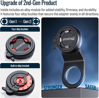 sincetop Bicycle Phone Mount, Mountain Bike Stem Cell Phone Holder, Aluminum Bicycle Handlebar Clamp, Quick Release Attachment 【Seres C-2a Gen】