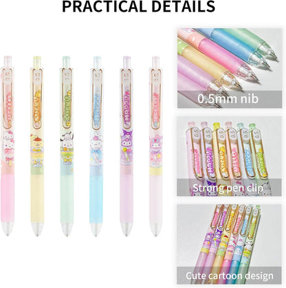 6 Pcs Mechanical Pencils with 5 Pcs Retractable Eraser, Cute Eraser Pencil, Cartoon Creative Stationery Supplies for Girls