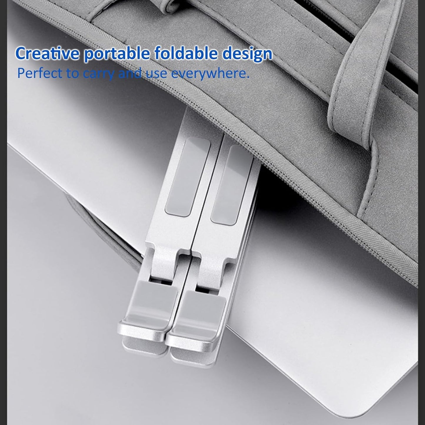 Laptop Stand Kamoon Portable Adjustable Tablet Computer Stand Aluminum Alloy Folding Laptop Stand Compatible MacBook Air Pro, HP More 10-15.6" Laptops & Tablet (Silver-2)