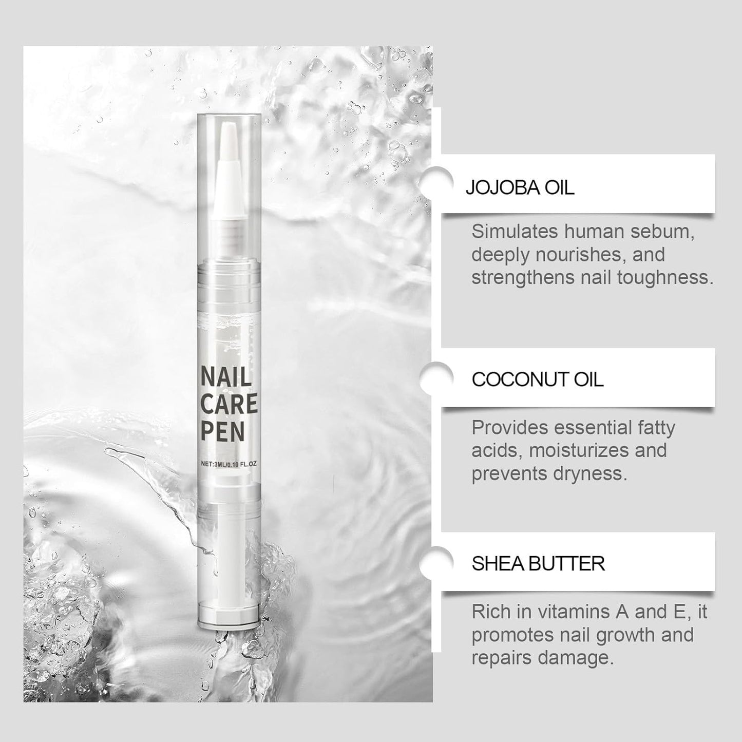 Nail CarePen 3 ml Nail CarePen Nail Re P Air Smooth Strong Clean Nail P Lant Ext Ract Care for Nail Winter Insoles (Silver, 12.5 x 1.8 cm)