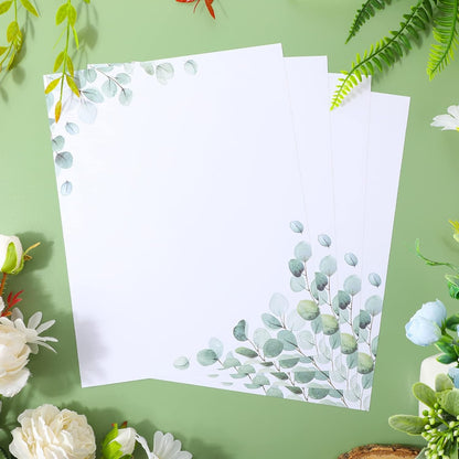 Roowest 150 Sheets Decorative Printer Paper Leaf Greenery Stationery Paper Decorative Printer Paper 8.5 x 11 Inch with Design Elegant Writing Paper for School Writing Home Office Supplies
