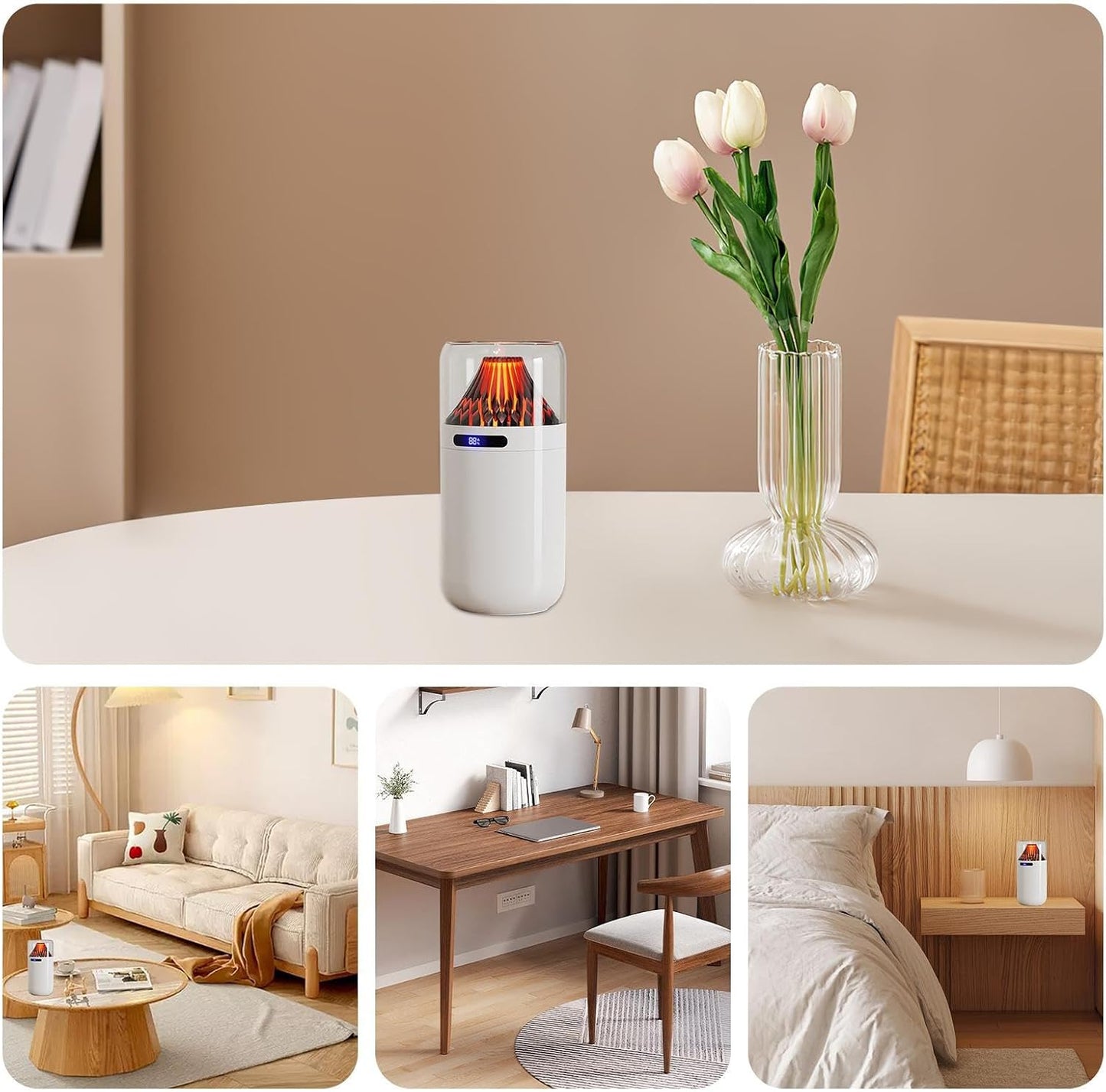 Umidificatore Aromatherapy Diffuser, Auto Shut Off 3 Modalità Personal Umidificatore, 3.07x3.07x6.14 pollici Creative Table Ornament, Stylish Home Decoration for Bedroom and Living Room